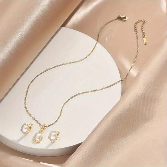 Stainless steel jewelry set with chain