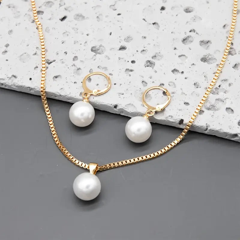 Luxury Square Plated Necklace & Earrings Set